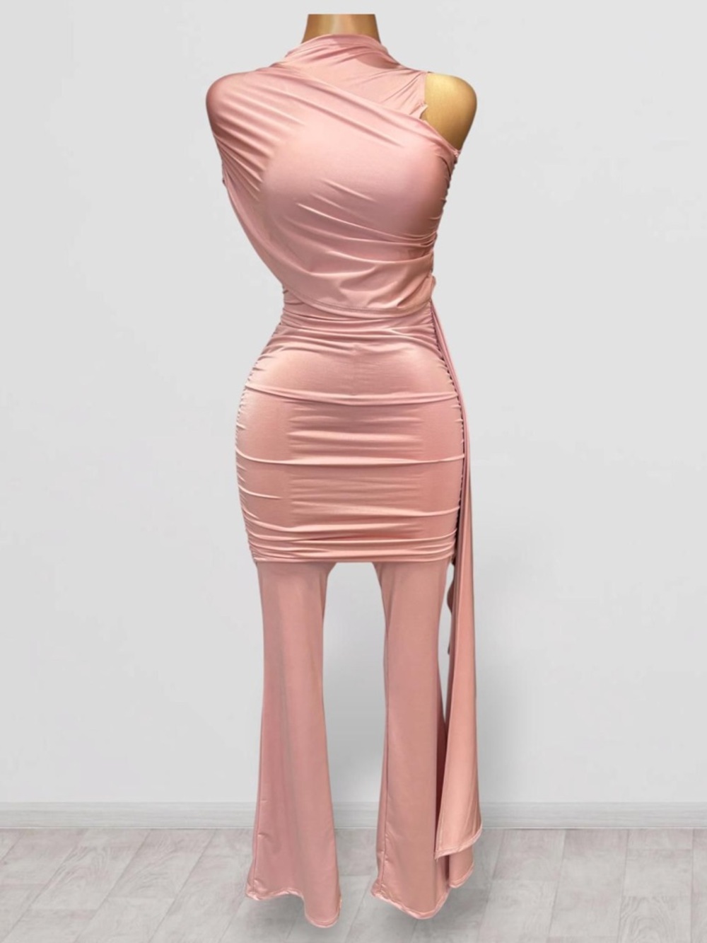 2PCs One-Shoulder Ruched Pant Set - Picture 5 of 9
